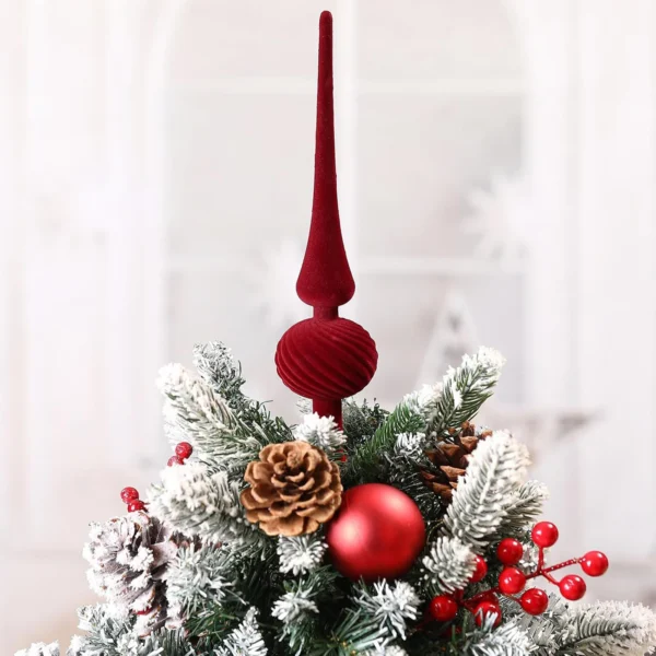 Elegant Velvet Christmas Tree Topper - Retro Ball Design
