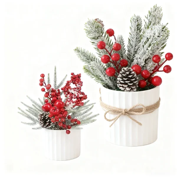 Mini Christmas Tree with Red Berries - Perfect Holiday Decor