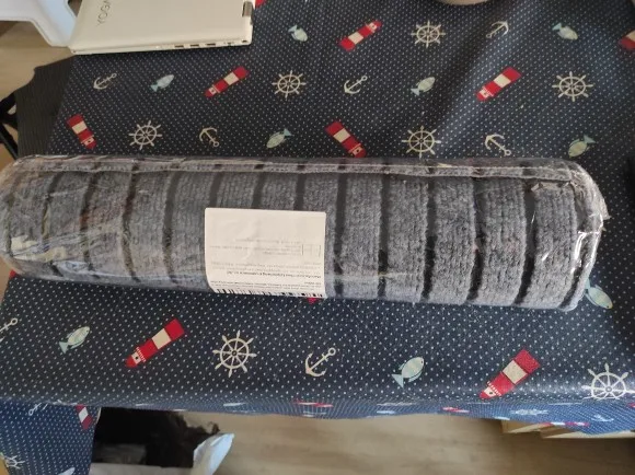 Secure your space with Plush Striped Non-Slip Mat. Comfort & Style. photo review