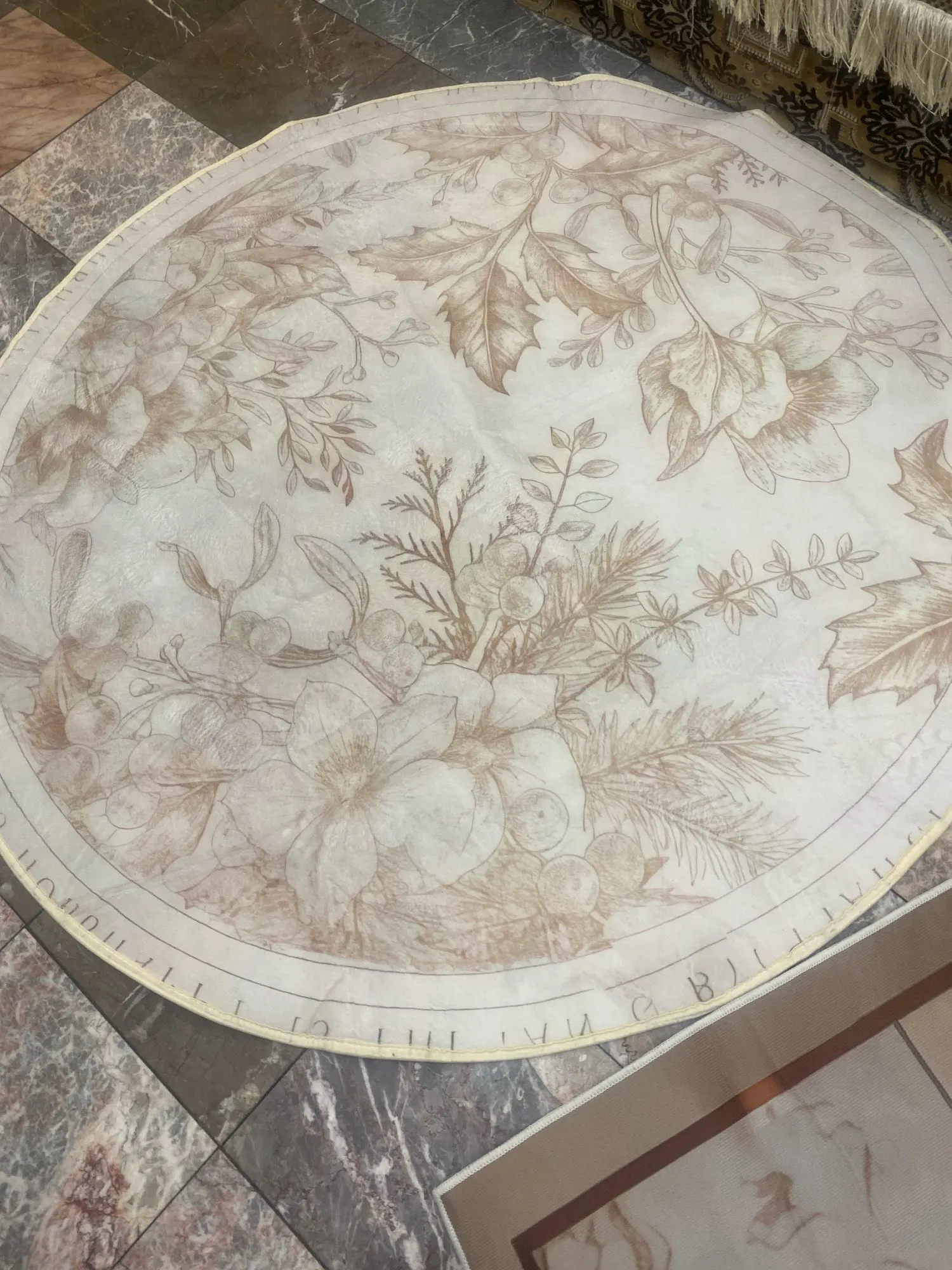 VIKAMA Round Carpet French Cream Room Decor Plush Soft Child Carpets Living Room Rug Bedroom Bedside Rugs Anti-slip Chair photo review