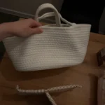 Multifunctional Mommy Bag Cotton Rope Diaper Bag Travel Portable Handbag Multifunctional Baby Products Organizer Basket photo review