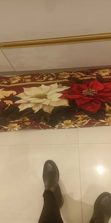 Christmas Poinsettia Floral Kitchen Mat Decor Non-Slip Laundry Room Mats Hallway Balcony Rugs Bedroom Mat Christmas Decorations photo review
