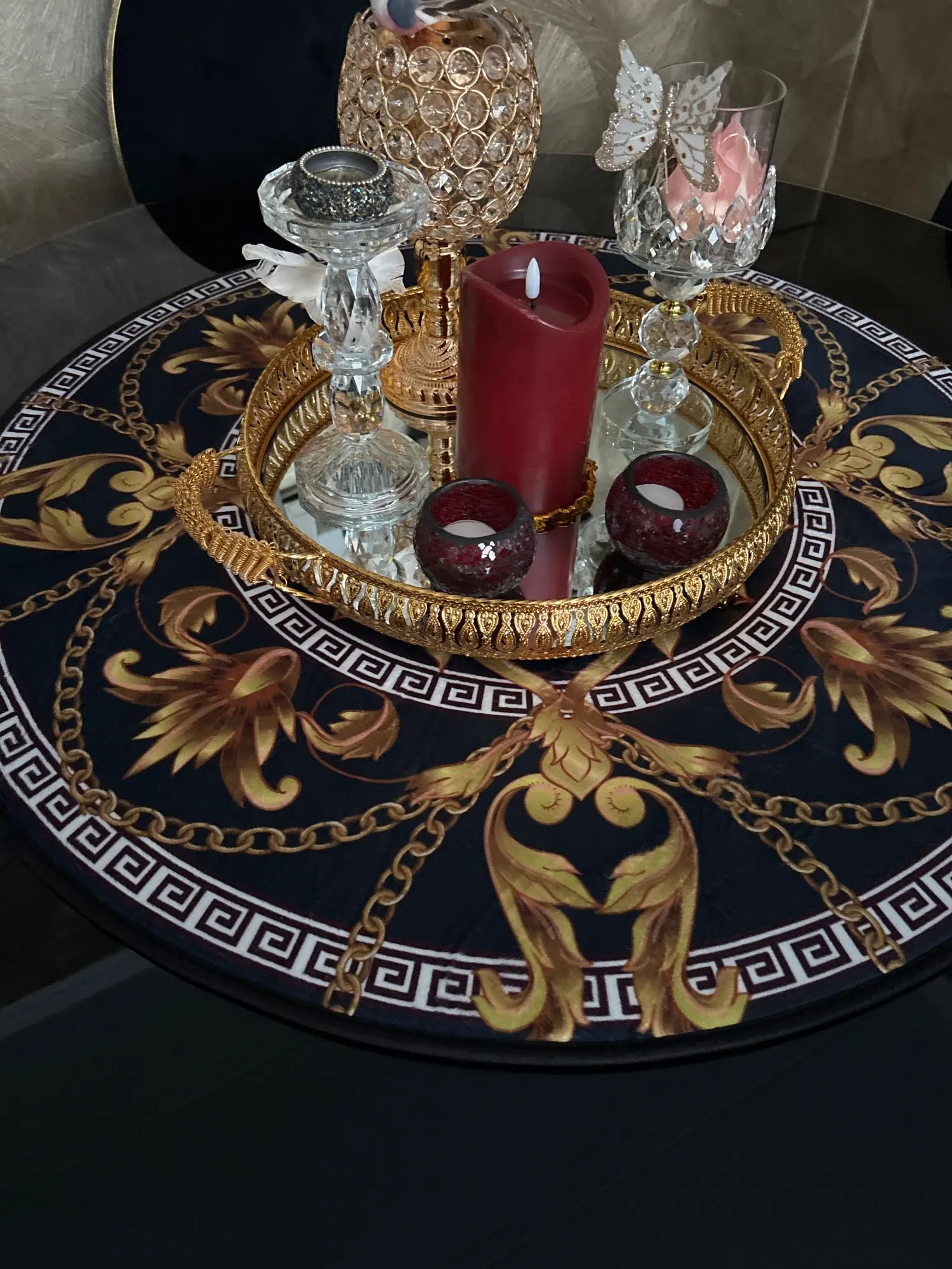 Gold Luxury Round Carpets Living Bedroom Area Rug Room Bedside Chair Mat European Style Home Decor Carpet Tatami Anti-Slip Mat photo review