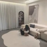 Cream Style Carpets for Living Room Luxury Bedroom Decor Stripe Carpet Irregular Shape Plush Rug Fluffy Soft Washable Thick Mat photo review