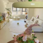 Cream Style Carpets for Living Room Luxury Bedroom Decor Stripe Carpet Irregular Shape Plush Rug Fluffy Soft Washable Thick Mat photo review