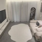 Cream Style Carpets for Living Room Luxury Bedroom Decor Stripe Carpet Irregular Shape Plush Rug Fluffy Soft Washable Thick Mat photo review