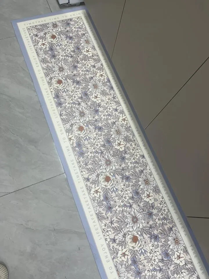 Washable Non-slip Kitchen Rug Pvc Leather Waterproof Anti-slip Floor Mat Long Rugs Oil-proof Foot Mats Pink Flower Home Carpet photo review