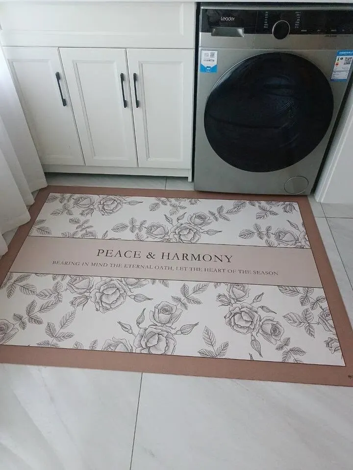 Elegant Floral PVC Kitchen Floor Mat - Waterproof & Customizable photo review