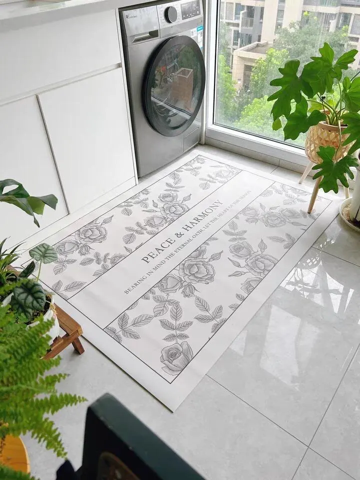 Elegant Floral PVC Kitchen Floor Mat - Waterproof & Customizable photo review
