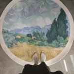 Round Rug Living Room Carpet Soft Bedroom Bedside Floor Mat Plants Flowers French Retro Anti-slip Carpets Home Ddecoration Tapis photo review