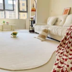 Cream Style Carpets for Living Room Luxury Bedroom Decor Stripe Carpet Irregular Shape Plush Rug Fluffy Soft Washable Thick Mat photo review