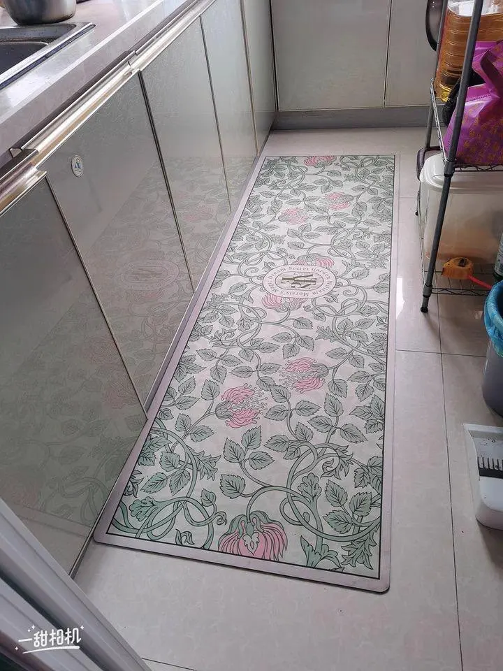 Kitchen Floor Mat Leather Pvc Carpet Waterproof Oil-proof Foot Mats Home Decoration Flower Floral Rug Кухонный Ковер 주방바닥매트 photo review