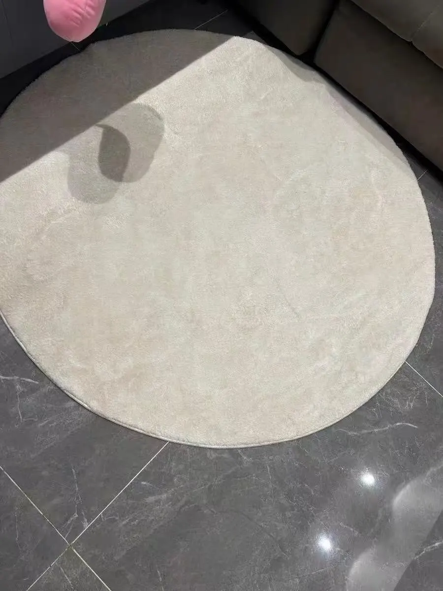 Cream Geometric Round Rug: Soft, Non-Slip, Easy Wash! photo review