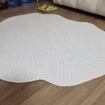 Cream Style Carpets for Living Room Luxury Bedroom Decor Stripe Carpet Irregular Shape Plush Rug Fluffy Soft Washable Thick Mat photo review