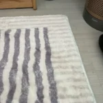 Soft Fluffy Bedside Mat – Minimalist Striped Serene Comfort photo review