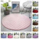 Thick Coral Velvet Round Rug: Plush Tie Dye Modern Home Style