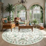 Round Living Room Carpet Green Insect Floral Carpets Home Decoration Rug for Bedroom Bedside Floor Mat Christmas Gifts 거실 카펫 - Image 3