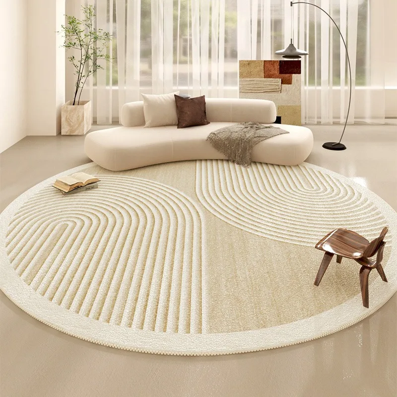 Kf-S06954Ac8Dbac4Dff8710439Dffe6E8B21 Indulge In Plush Comfort! Modern Round Striped Living Room Rug - Image 1