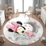 MINISO Pink Minnie Mouse Round Rug for Girls Room Disney Nursery Rug Baby Shower Gift Kids Room Decor Minnie Baby Play Rug - Image 3