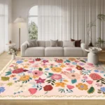 French Style Living Room Decoration Carpet Thick Plush Rugs for Bedroom Flower Pattern Study Floor Mat Fluffy Soft Cloakroom Rug