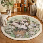 Round Rug Living Room Carpet Soft Bedroom Bedside Floor Mat Plants Flowers French Retro Anti-slip Carpets Home Ddecoration Tapis - Image 3