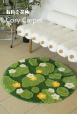 Big Size Flocking Bathroom Mat Bedroom Tufted Living Room Carpet Woven Moss Round Rug Living Room Rugs Big Size aesthetic room - Image 3