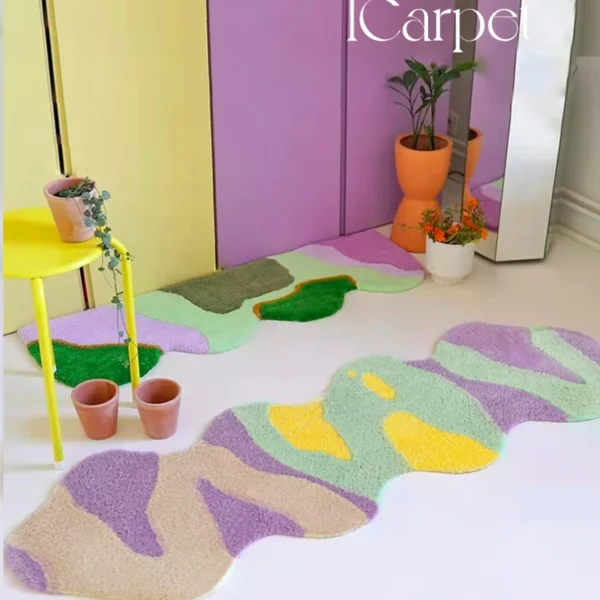 Modern Geometric Acrylic Runner: Soft, Washable, Non-Slip Mat