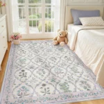 Pink Bedroom Carpet for Nursery Boho Home Decoration Cute Floral Living Room Rugs Washable Large Soft Bedside Non-slip Floor Mat - Image 3