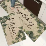 VIKAMA Flowers and Plants Kitchen Mat, Green Leaf Pattern Runner Rug, Laundry Room, Bathroom, Outdoor and Indoor Home Decor - Image 5