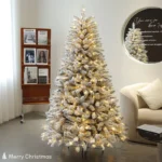Snow-Flocked Christmas Tree with LED Lights for Festive Cheer - Image 5