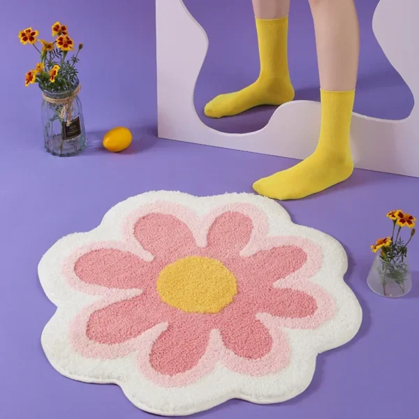 VIKAMA Simple Ins Flowers Imitation Cashmere Carpet Home Decoration Living Room Bedroom Non-Slip Mat Bathroom Absorbent Door Rug