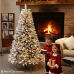 Snow-Flocked Christmas Tree with LED Lights for Festive Cheer - Image 2