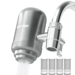 HOMFISH Stainless Steel Faucet Tap Water Filter Purifier System, NSF Certified Reduces Lead, Chlorine & Bad Taste Kitchen