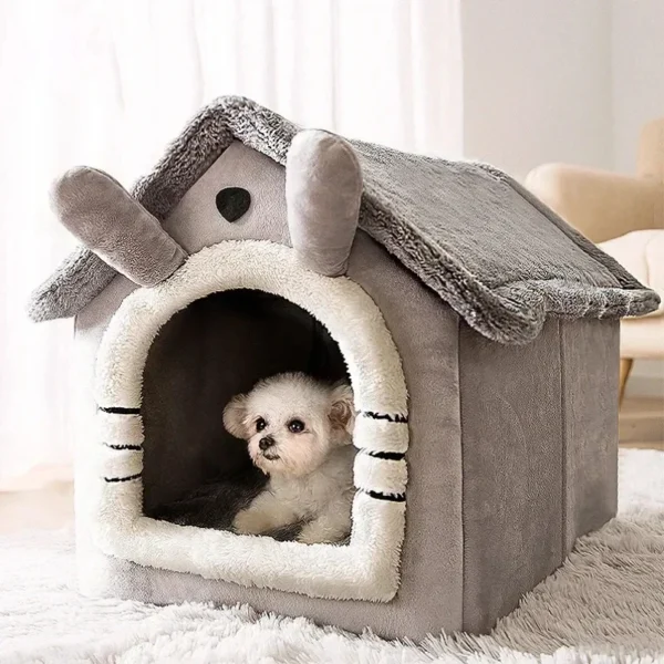 Cozy Cartoon House Bed for Dogs - Removable Cover Comfort