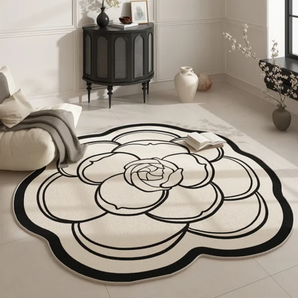 Customizable Floral Round Polyester Carpet for Modern Spaces