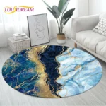 Chic Modern Round Striped Rug: Washable Velvet Comfort! - Image 4