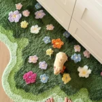 70*140CM Thickened Turfed Carpet Absorbent Room Rug Embroidery Turfing Bedside Absorbent Floor Mats Bathroom Mats