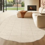 Cozy Cream Irregular Geometric Rug - Soft Polyester for Modern Home - Image 2