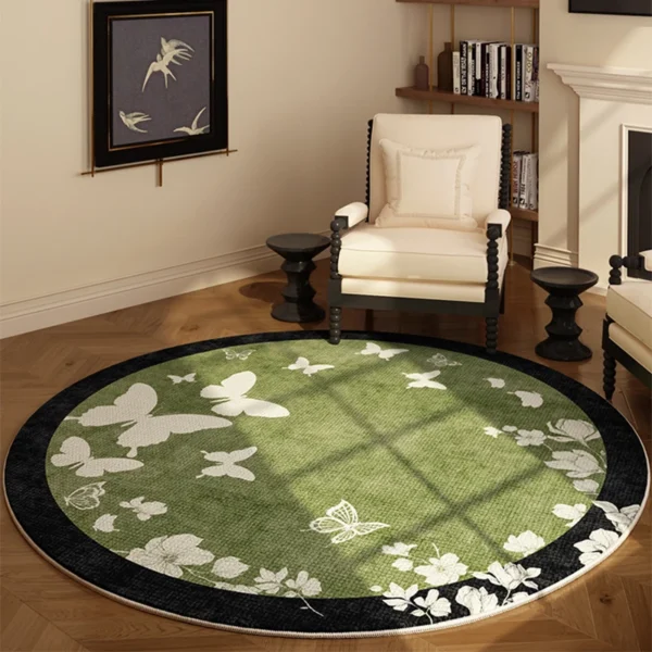 Customizable Floral Round Carpet - French Style Elegance
