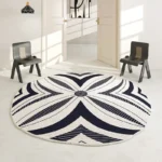 Plush Modern Striped Round Rug - Custom Polyester & Washable!