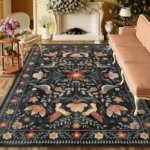VIKAMA Retro Flower Carpet Non-slip Floor Mat Large Area Rugs Rug For Bedroom Living Room Carpet Outdoor Carpet Home Decoration