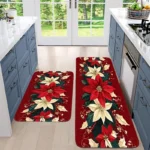 VIKAMA 1pc/2pc Christmas Festival Kitchen Rug Christmas Tree Entrance Hall Carpet Bathroom, Corridor Floor Mat Home Decoration