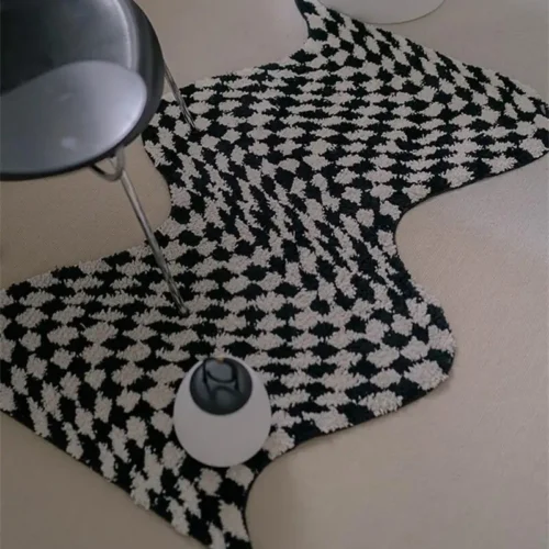 Unique Plaid Irregular Rug: Soft, Anti-Slip, Custom Style!