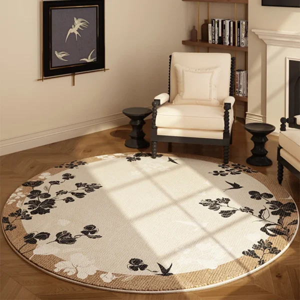 Customizable Floral Round Carpet - French Style Elegance