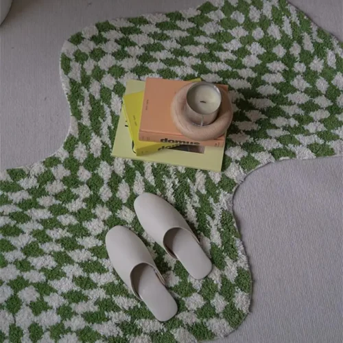 Unique Plaid Irregular Rug: Soft, Anti-Slip, Custom Style!