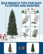 6 FT Slim Christmas Tree - Easy Set-Up, Space-Saving Decor - Image 3