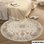 VIKAMA Washable Oriental Round Rug - Waterproof Stain Resistant Living Room Bedroom Carpet - Image 2