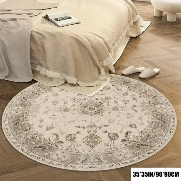 VIKAMA Washable Oriental Round Rug - Waterproof Stain Resistant Living Room Bedroom Carpet