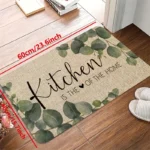 VIKAMA Flowers and Plants Kitchen Mat, Green Leaf Pattern Runner Rug, Laundry Room, Bathroom, Outdoor and Indoor Home Decor - Image 4