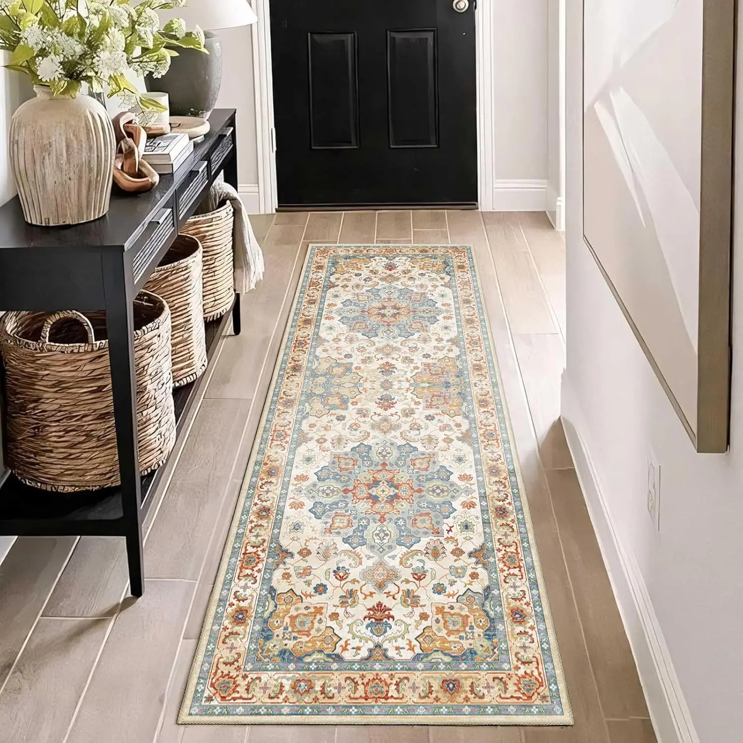 Kf-S2F692C7699324Bab8D531F62856B2879C Vikama Bohemian-Style Rug Stain-Resistant And Non-Slip Entrance Hallway Doormat Kitchen Corridor Runner Home Decor Rug - Image 1